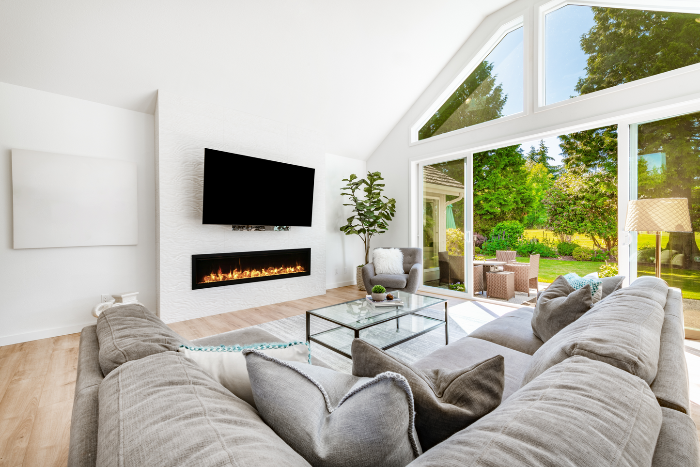 Amantii SYMMETRY Bespoke fireplace in a modern feature wall