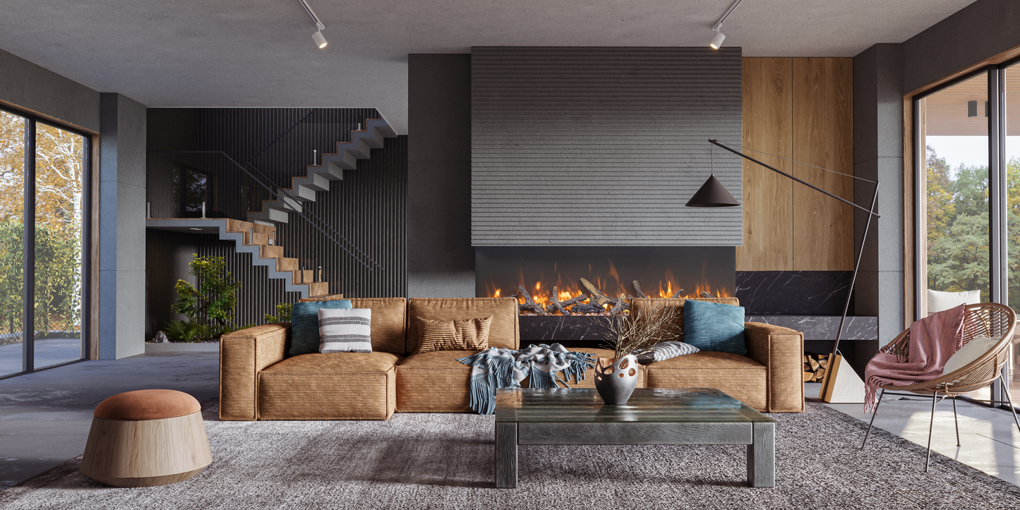 Amantii TruView Bespoke three-sided electric fireplace