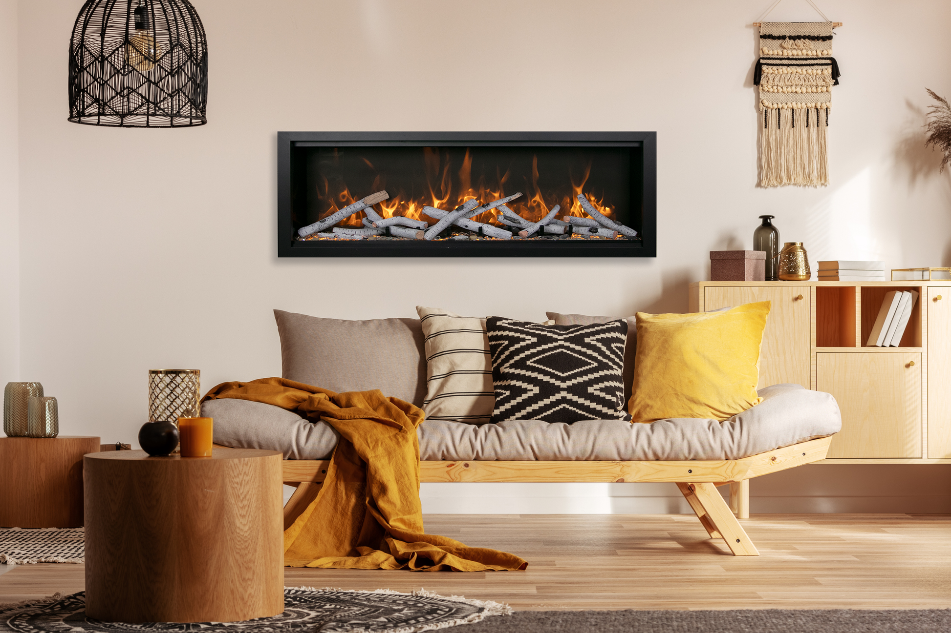 Amantii SYMMETRY Bespoke electric fireplace installed in a living room